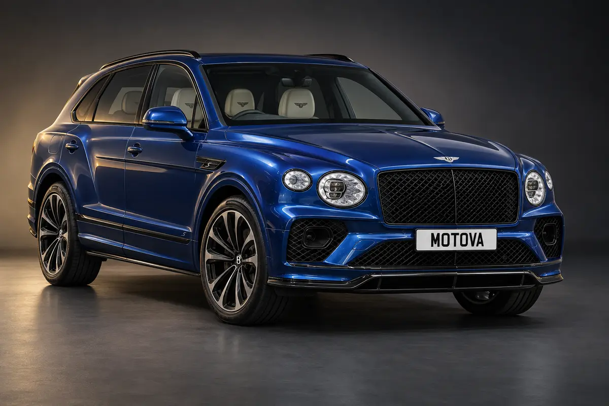 UK specification latest-shape Bentley Bentayga V8 S in Marrakech Blue with MOTOVA number plate